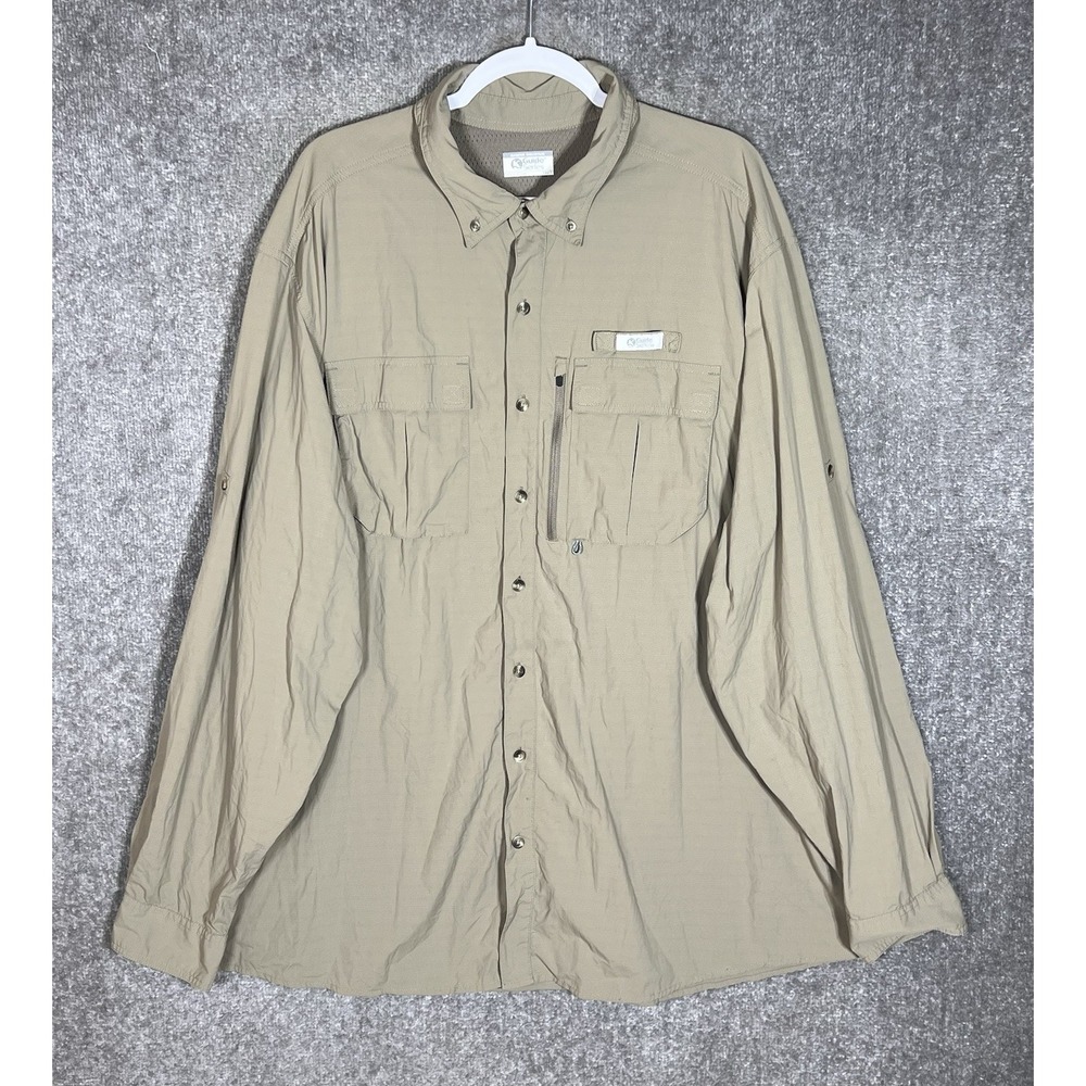 Gander Mountain Guide Series Vented Nylon Shirt Mens Size 3XLT Taupe Button Down